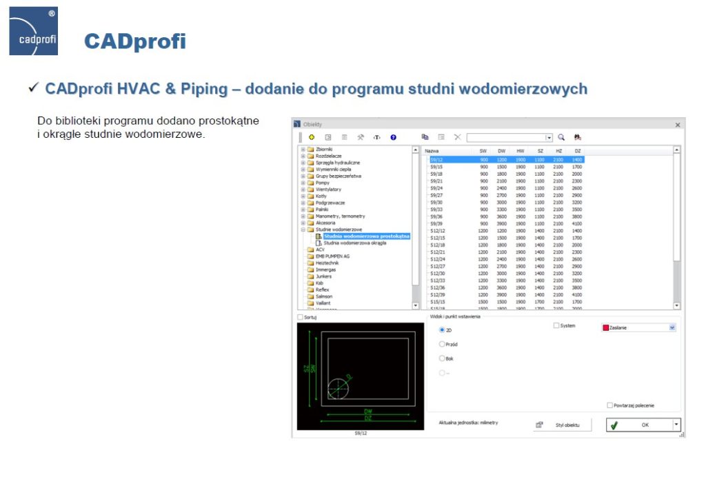 CADprofi HVAC & Piping - dodanie do programu studni wodomierzowych