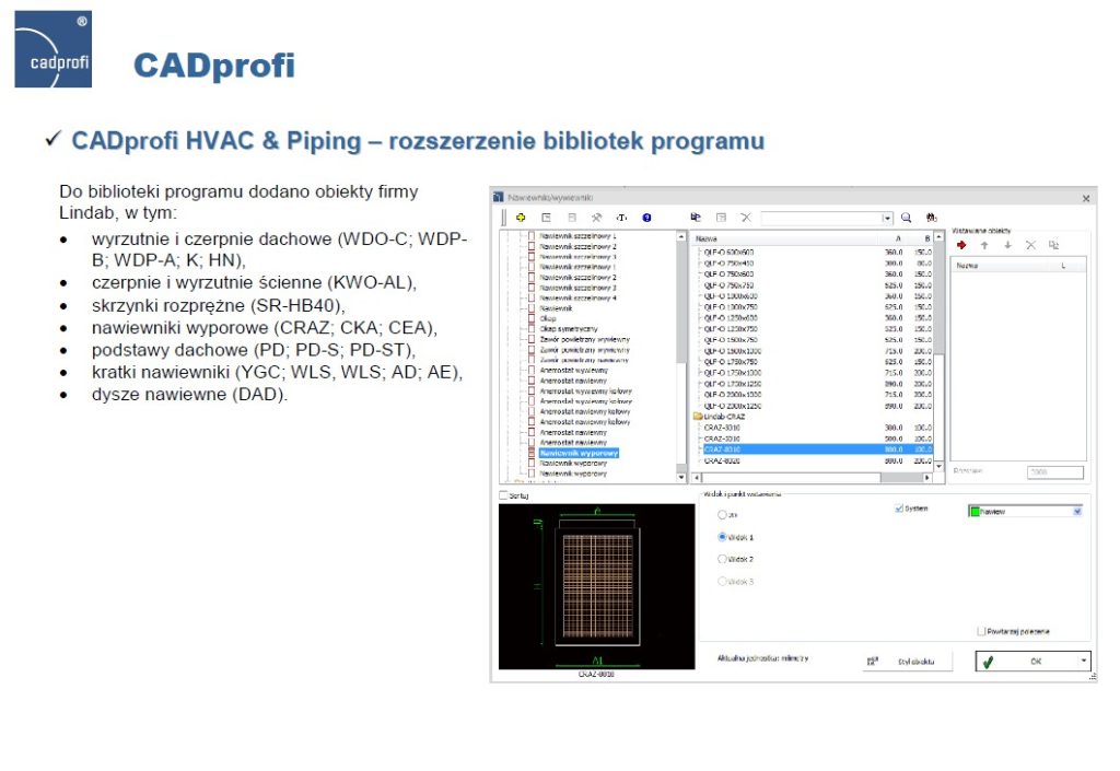 CADprofi HVAC & Piping - rozszerzenie bibliotek programu