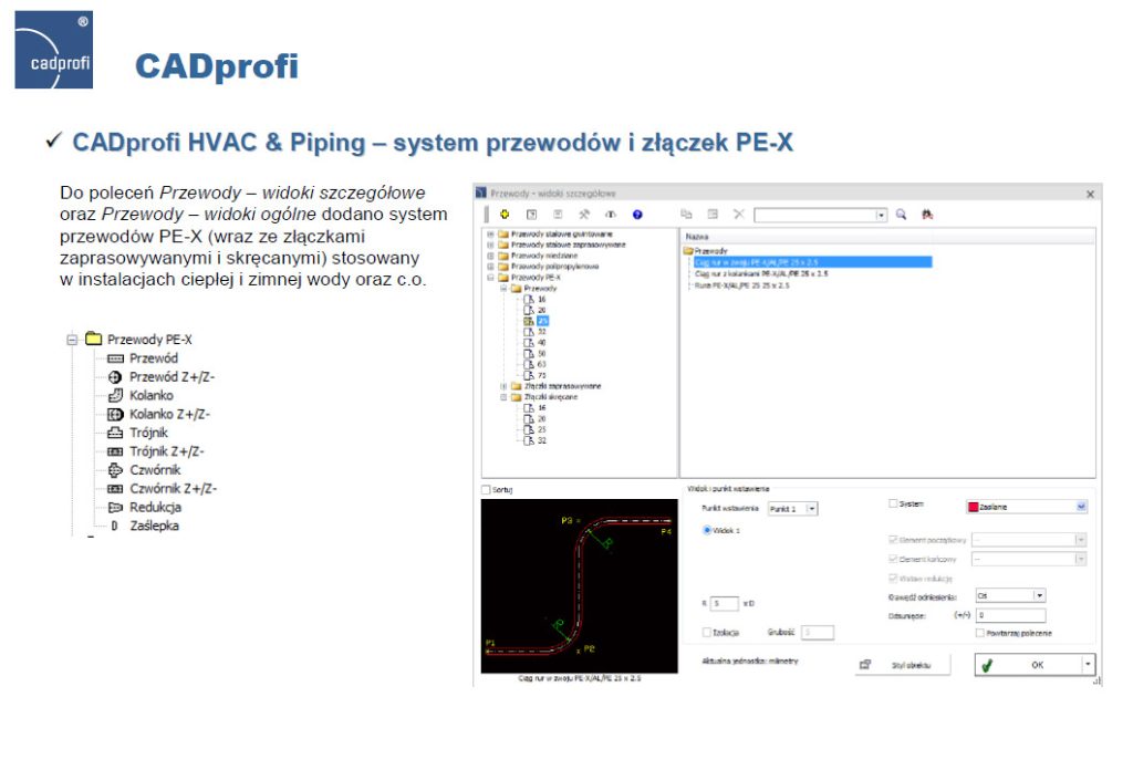CADprofi HVAC & Piping - system przewodów i złączek PE-X